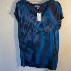 Size L, NEW Cable & Gauge, blue black, turquoise, Hand painted peace sign!